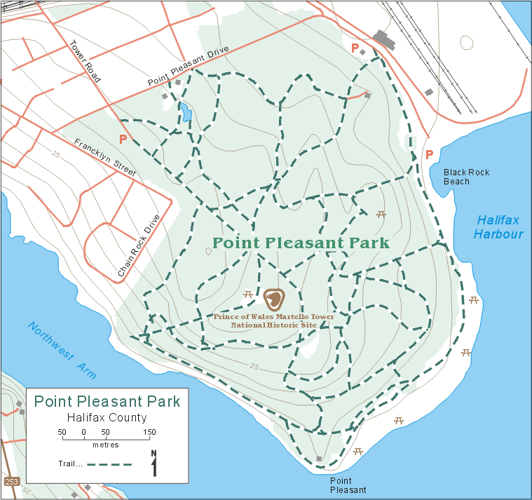 Point Pleasant Park Map Point Pleasant Park The Largest Park On The Peninsula Is Point Pleasant Park,  Occupying 185 Acres Of The South Tip. Leased To The People Of Halifax In  1866 From Queen Victoria For A Shilling A Year, The Park Is Open Year Round  With Numerous Walking Trails And ...